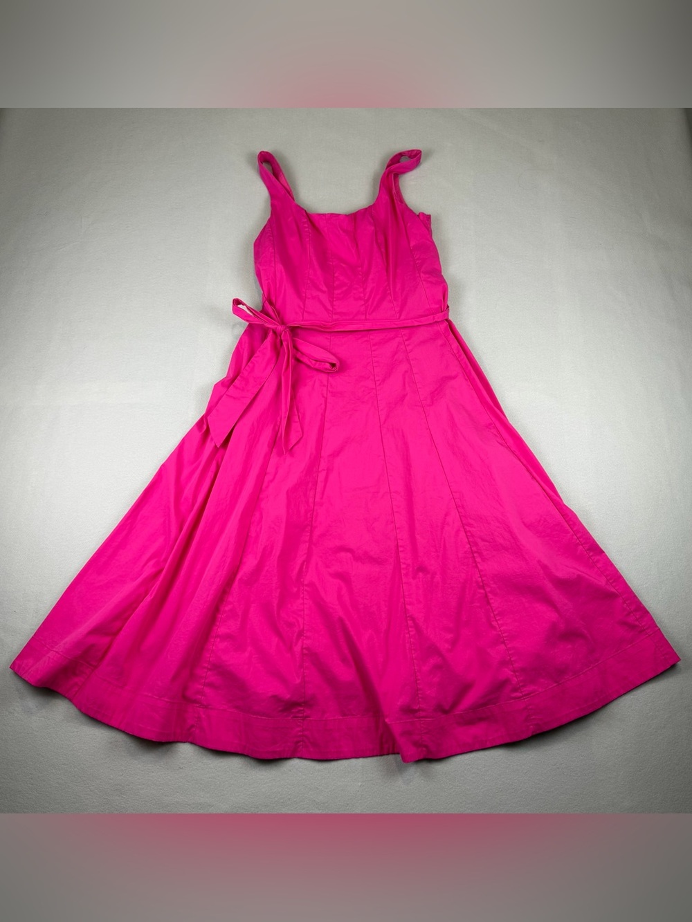 Anne Klein Bright Pink Sleeveless A-Line Dress with Waist Tie